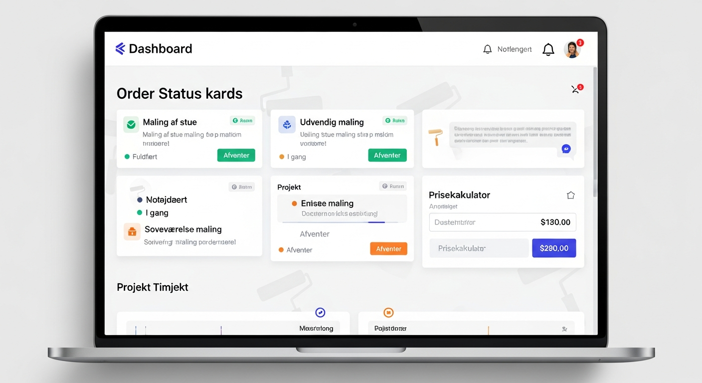 DANMAG kundedashboard med ordrestatus og projektoversigt