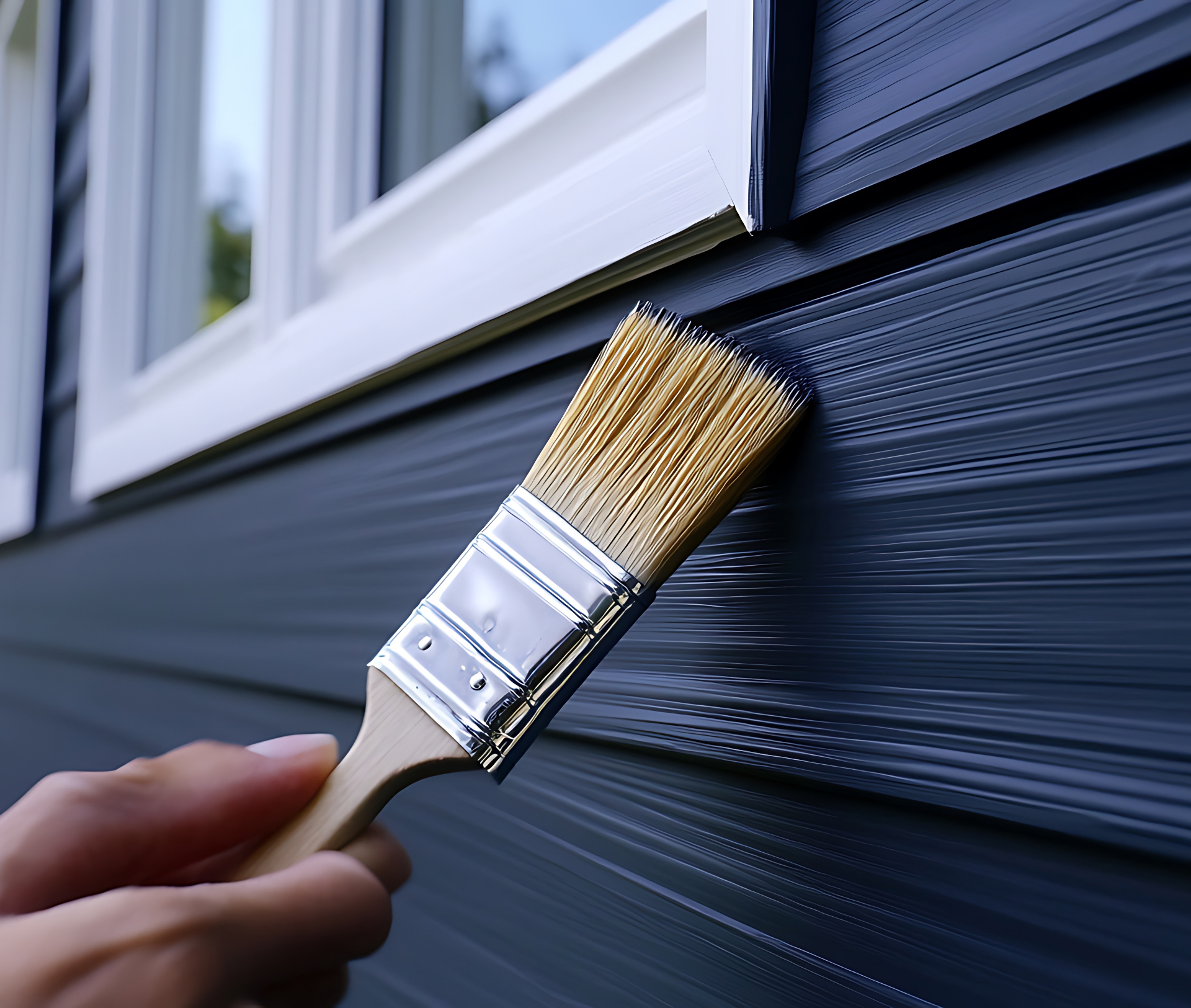Detail painting along soffits and window trim