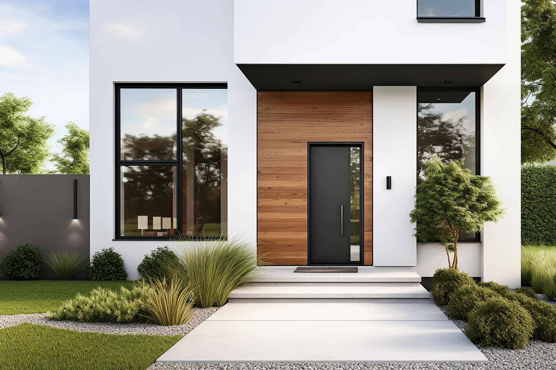 Case: moderniseret facade ved hoveddør – træ og hvid puds
